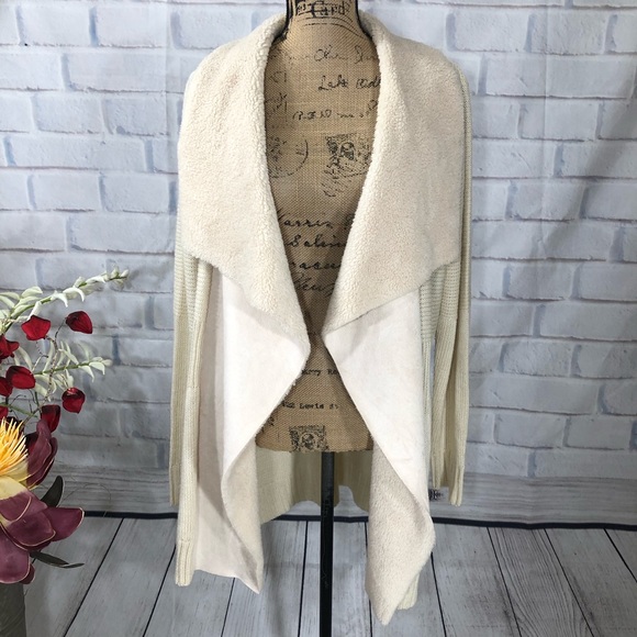 Allison Brittney Sweaters - Allison Brittney Faux Suede Cascade Cardigan